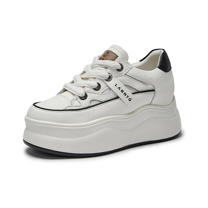 LAORENTOU Low Top Skateboard Shoes 6.5cm Women's Beige Black-1