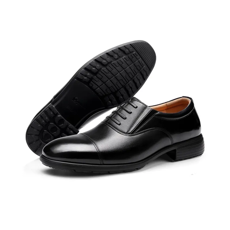 Strongman 3515 Three Strap Leather Shoes For Men Genuine Leather Three Section Head Men's Unlined Shoes-4