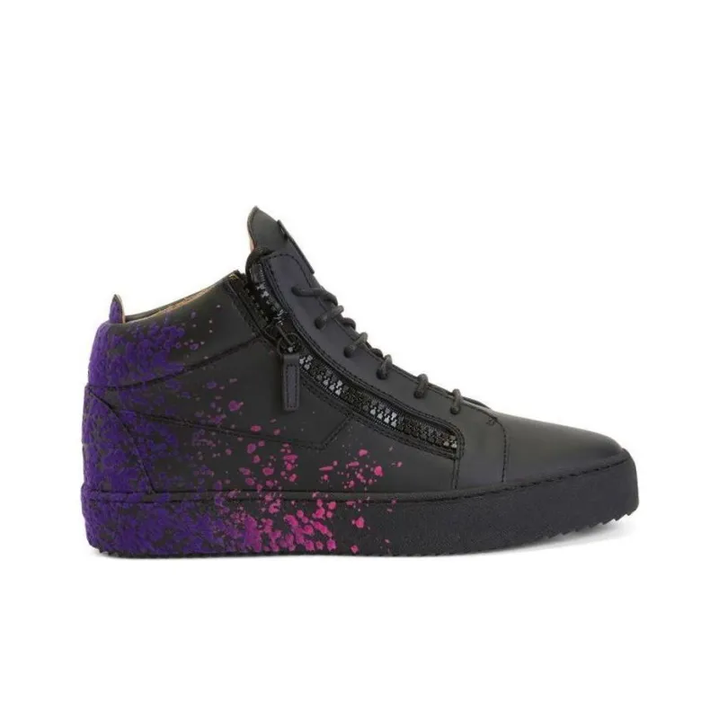Giuseppe Zanotti/GZ Kriss Mid Top Stylish Skateboarding Shoes Men's Black-1