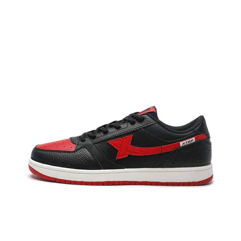 XTEP Waterproof And Wear-resistant Low-Top Skateboard Shoes Men's Black/Exceeding Red-0