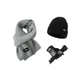 Touchscreen Glove+Black Thermal Hat+Gray Scarf
