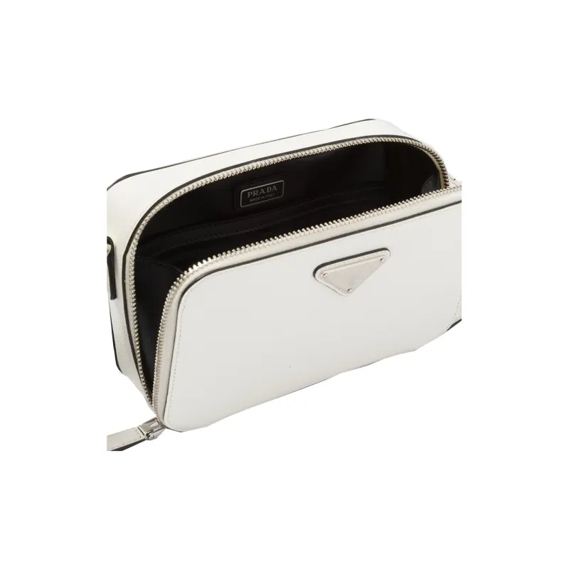 PRADA Brique Leather Shoulder Bag Crossbody Bag Men's White-3