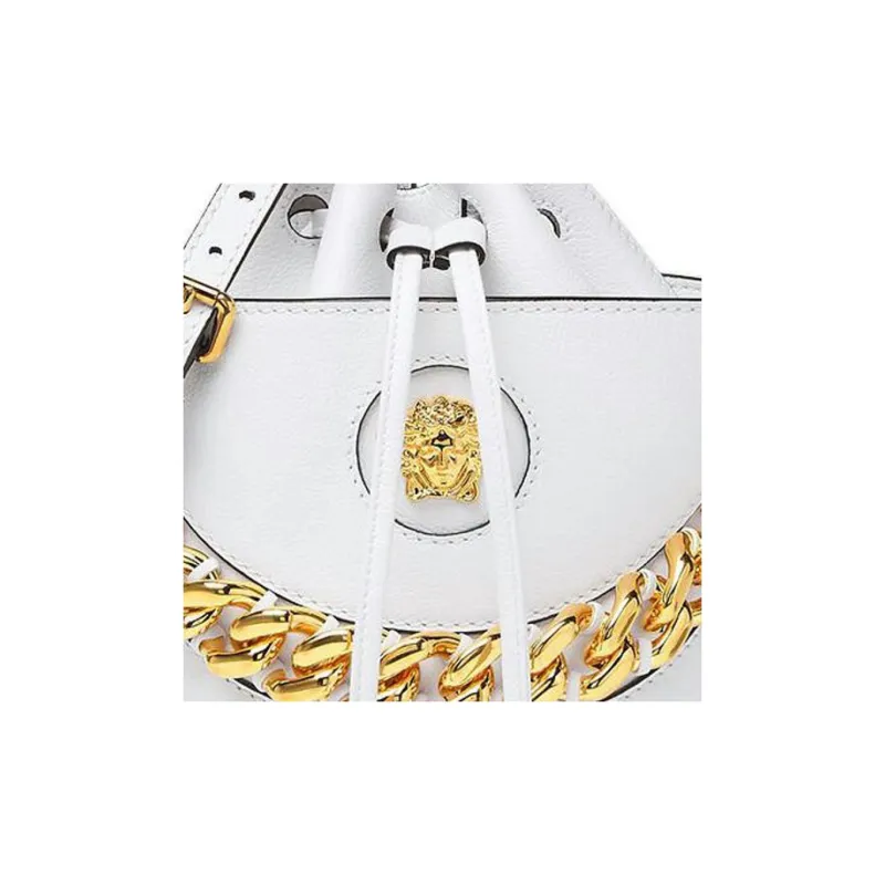 VERSACE La Medusa Calfskin Bucket Bag Handbag Shoulder Bag Crossbody Bag Women's White-3