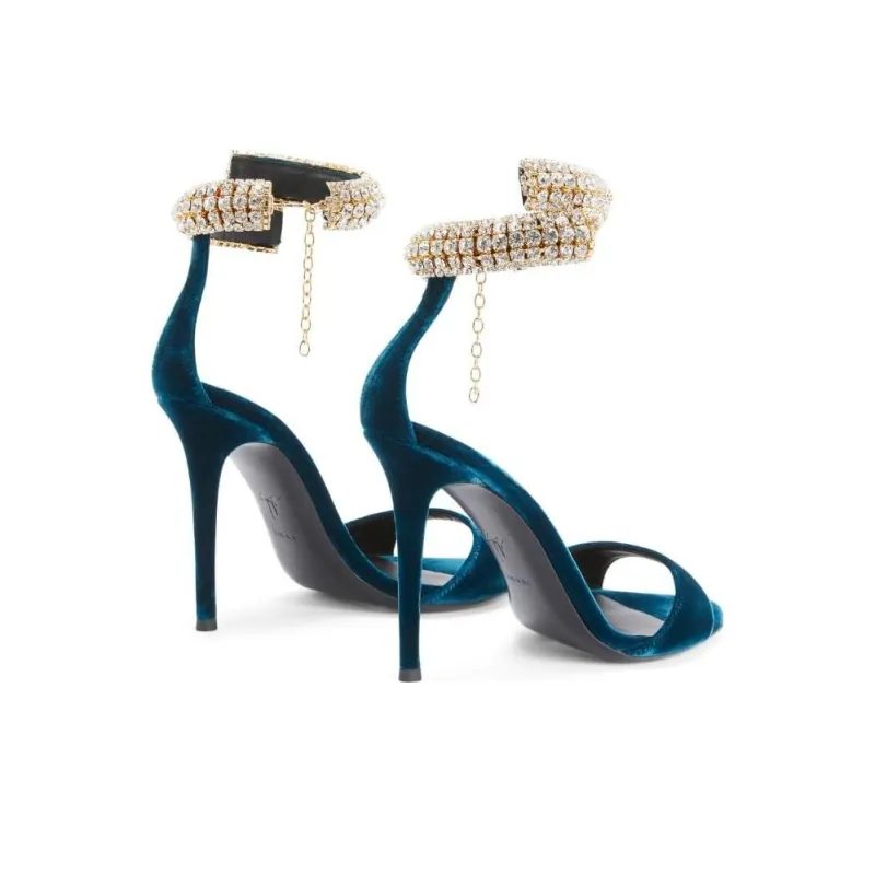 Giuseppe Zanotti Intriigo Bijoux 105mm Velvet Sandals Women's-2