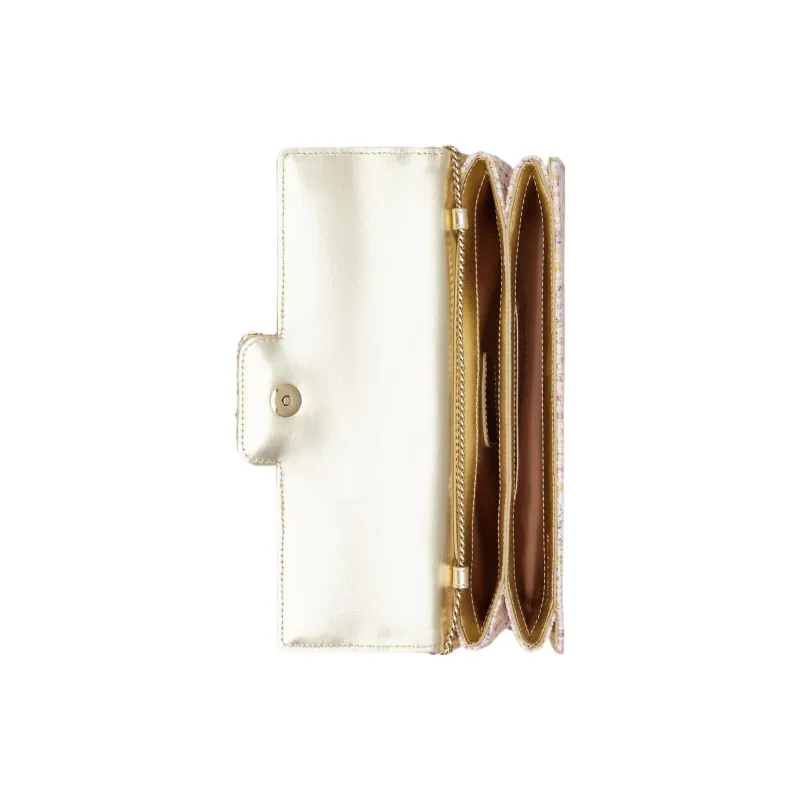 Roger Vivier Gold And Silver Thread Mixed Circle Velvet Fabric One Shoulder Crossbody Clutches Women's Silver Pink-3