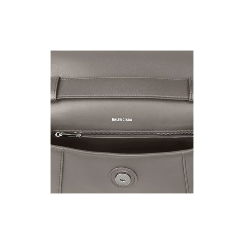Balenciaga Downtown Smooth Calf Leather Handbag Shoulder Bag Crossbody Bag Small Size Unisex Gray-4
