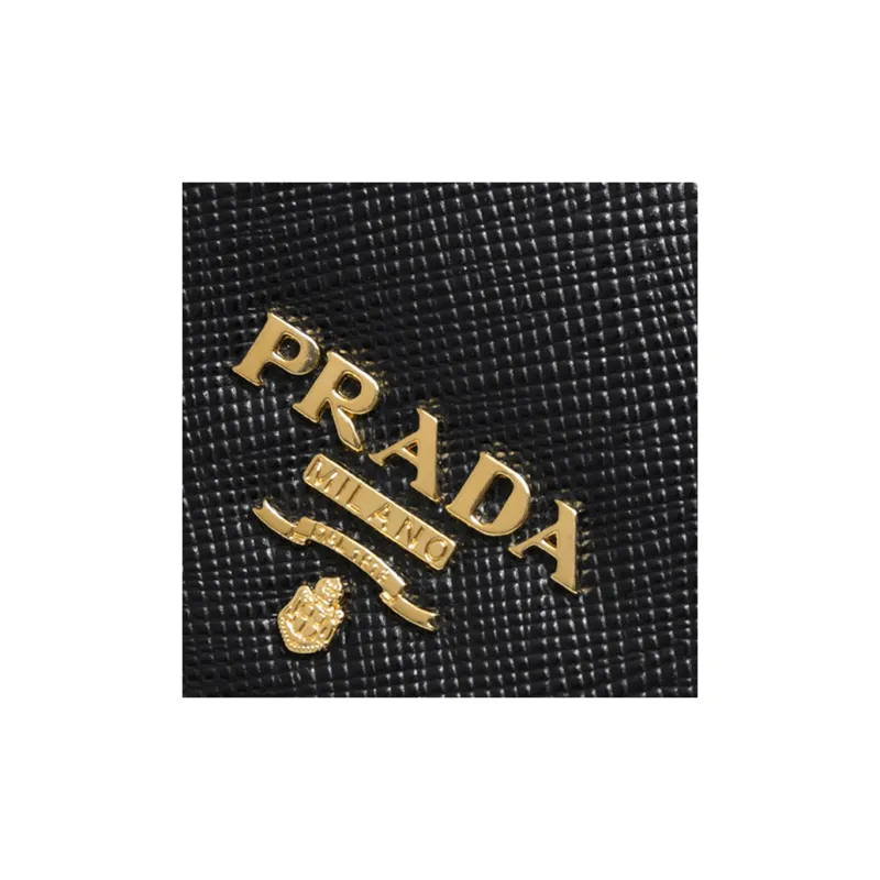 PRADA Saffiano Leather Card Holder Wallet Unisex Black-3