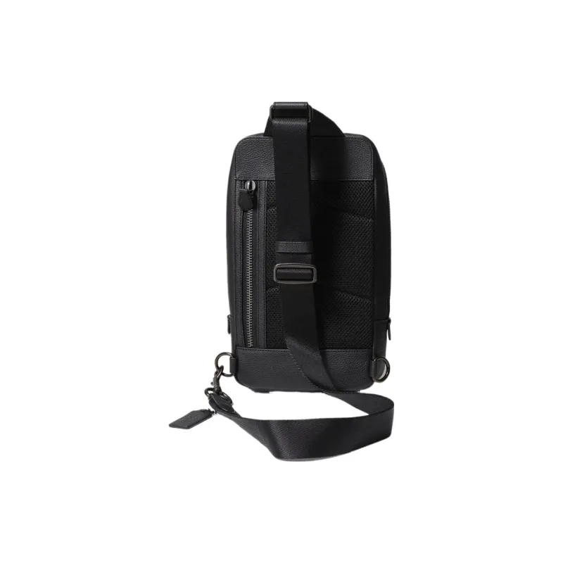 COACH Gotham Canvas With Leather Shoulder Bag, Sling Bag, Fanny Pack Men's Black Copper/Black-3