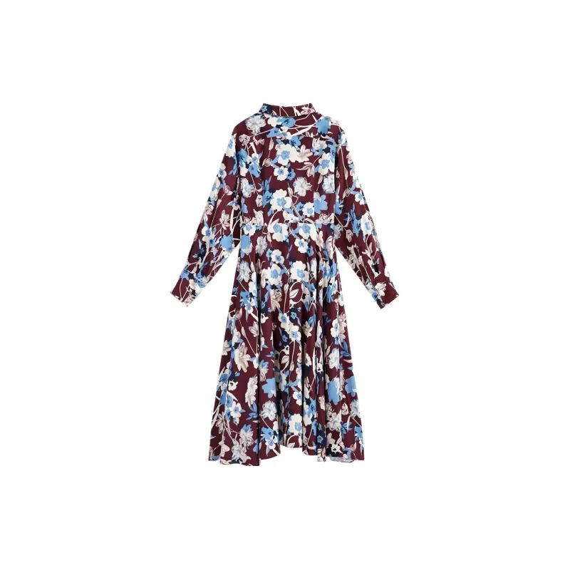 Yiner Long Sleeved Dress Women's Fuchsia-1