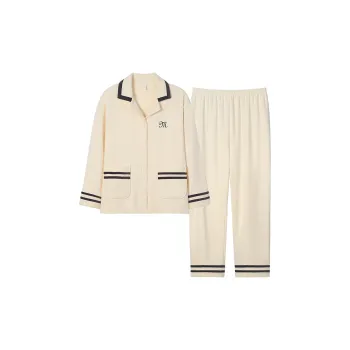 Sha Qian Pajama Set For Fall And Winter Women's Ecru