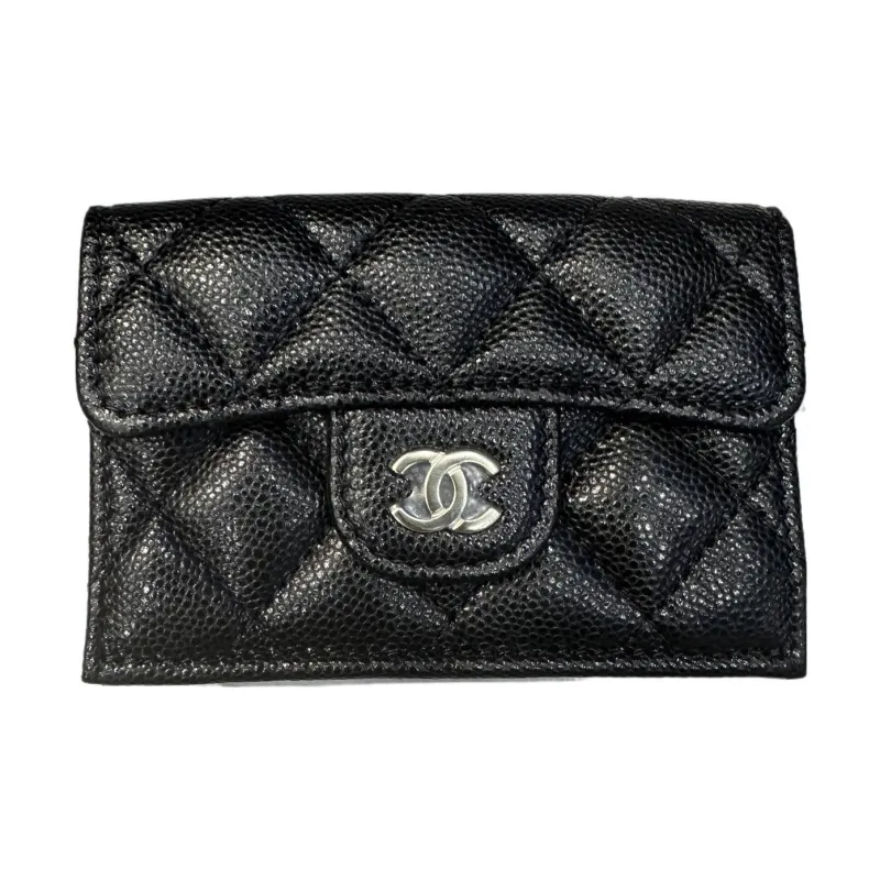 CHANEL Grain Embossed Caviar Calfskin Wallet Women's Black-0