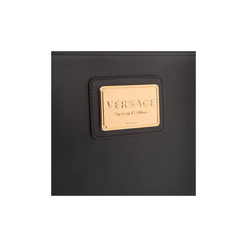 VERSACE Cow Leather Coin Purse, Clutch Men's Black-4