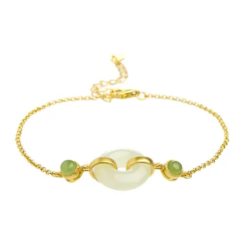 Linguanying S925 Silver Hetian Jade Bracelets Women's White Jade