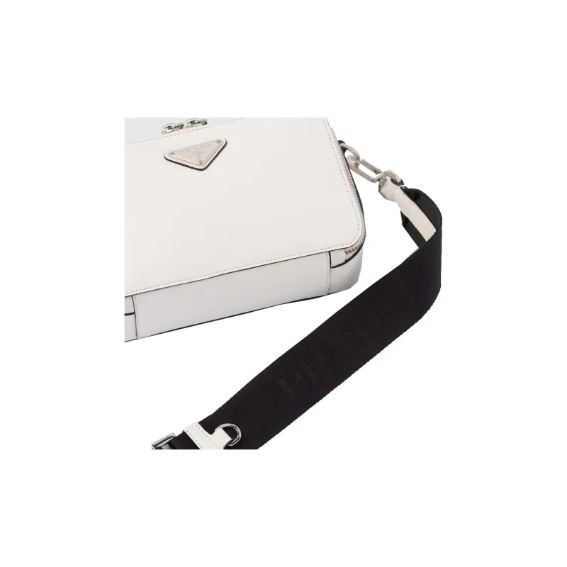 PRADA Brique Leather Shoulder Bag Crossbody Bag Men's White-4