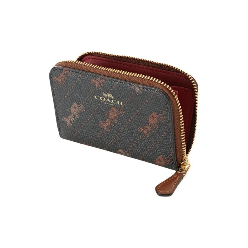 COACH Zip Around PVC Card Holders Clutches Wallets Mini Women's Black-3