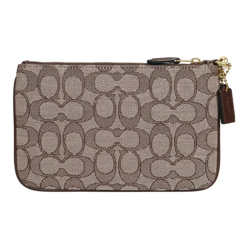COACH Jacquard With Genuine Calfskin Clutch Regular Women's Umber-2