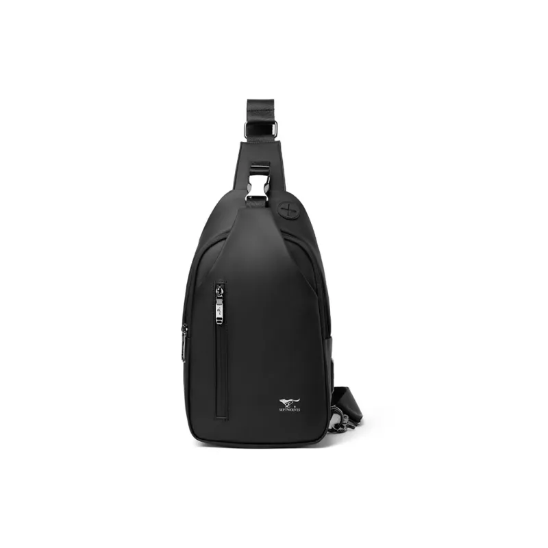 SEPTWOLVES Membrana Dermalis PVC Shoulder Bag, Crossbody Bag, Fanny Pack, Sling Bag, QPL Regular Men's Black-1