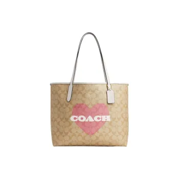 COACH City PVC With Skin Tote Bag Shopping Bag Handbag Large Size Women's Light Khaki