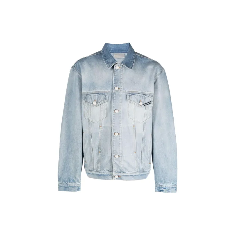 VTMNTS Logo Embroidered Button Up Denim Jacket-1