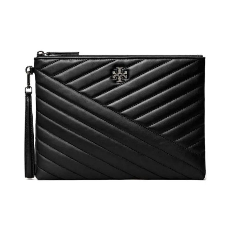 TORY BURCH Kira Leather Clutch Women's Black-0