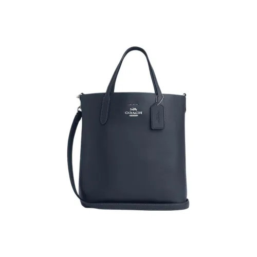 COACH Cow Leather Tote Bag Shopping Bag Handbag Medium Size Women's Denim Blue