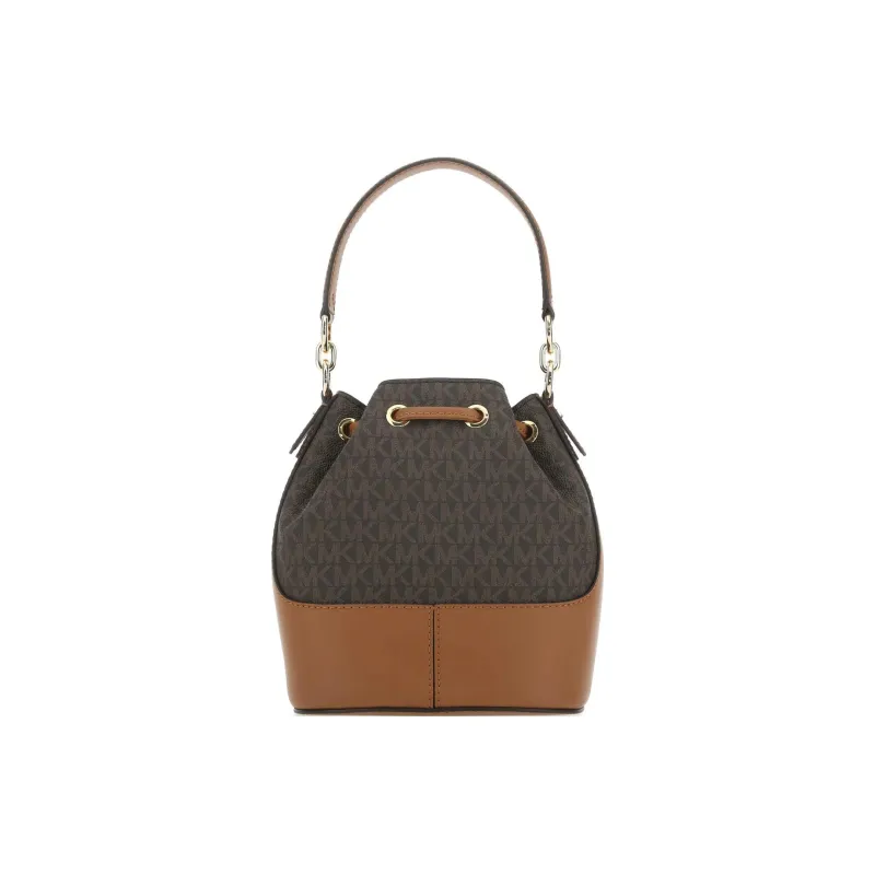 MICHAEL KORS Cow Leather Shoulder Bag, Crossbody Bag, Handbag Trumpets Women's Dark Brown & Acorn Brown-4