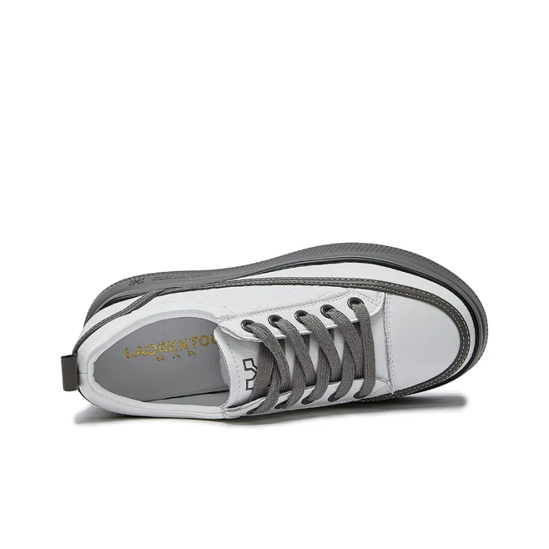 LAORENTOU Low Top Skateboard Shoes 4cm Women's White Gray-4