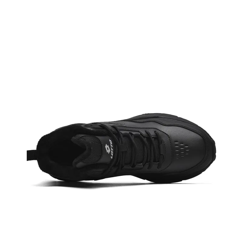 LOTTO Cushioning Height Increasing Wear-Resistant Slip-Resistant High-Top Casual Shoes Men's Black-3