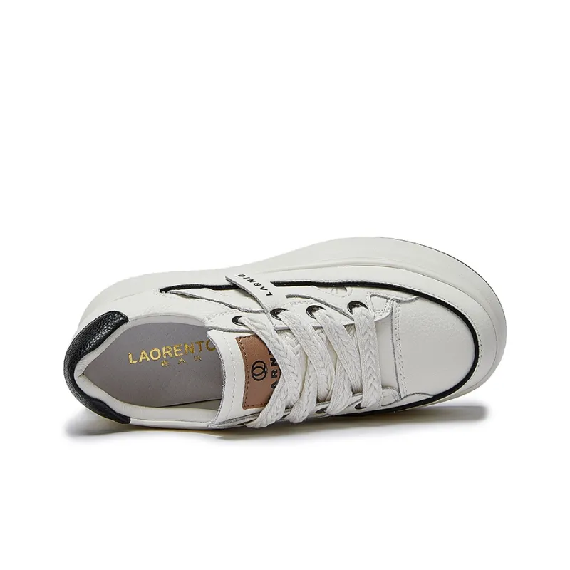 LAORENTOU Low Top Skateboard Shoes 6.5cm Women's Beige Black-4
