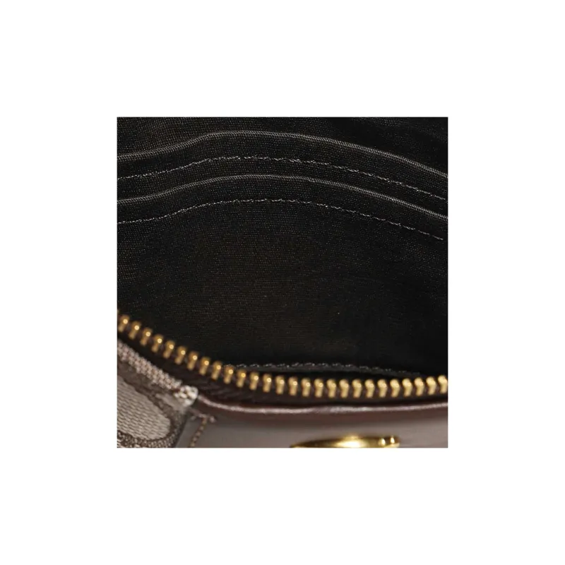 COACH Jacquard With Genuine Calfskin Clutch Regular Women's Umber-3