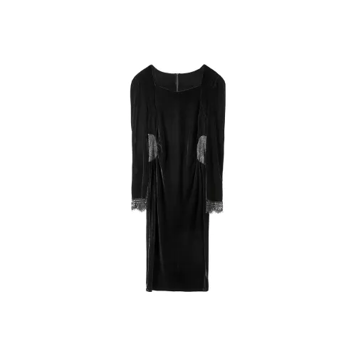FANQIN Long-Sleeved Dresses Women's Black