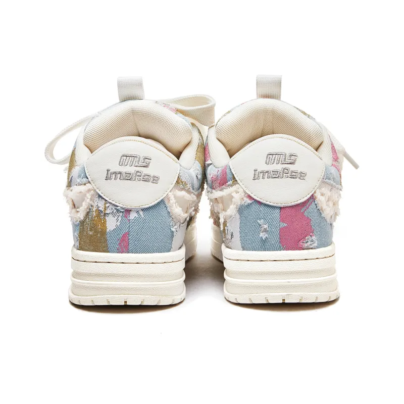IMARSE Skateboard Shoes Unisex Low Top White/Pink/Olive Green-4
