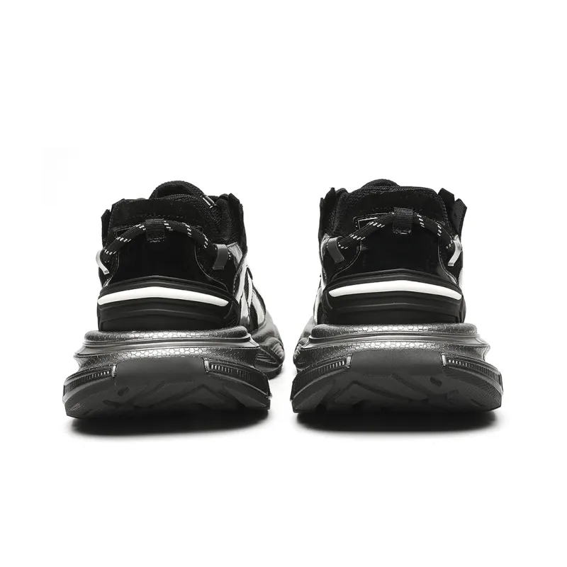 TRUMPPIPE Cushioning Height Increasing Low Top Chunky Sneakers Men's Black-4