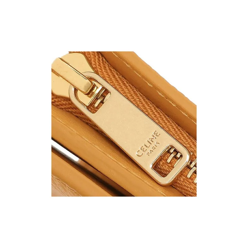 CELINE Grained Calfskin Wallet Women's Yellow-7
