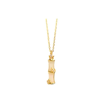 Linguanying Bamboo Pendant Pale Greenish-White Jade Women's