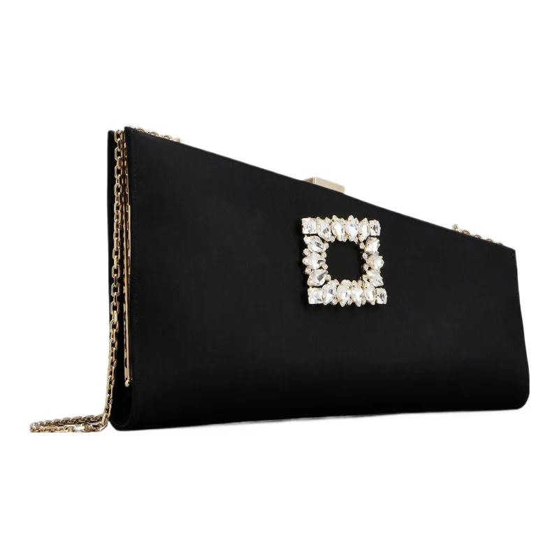 Roger Vivier Twinkle Asymmetrical Buckle Embellished Clutch Bag-1
