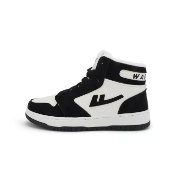 Warrior Thin Cotton Shoes Warm Lightweight Height Increasing High Top Skateboard Shoes Women's White Black Fleece Lined