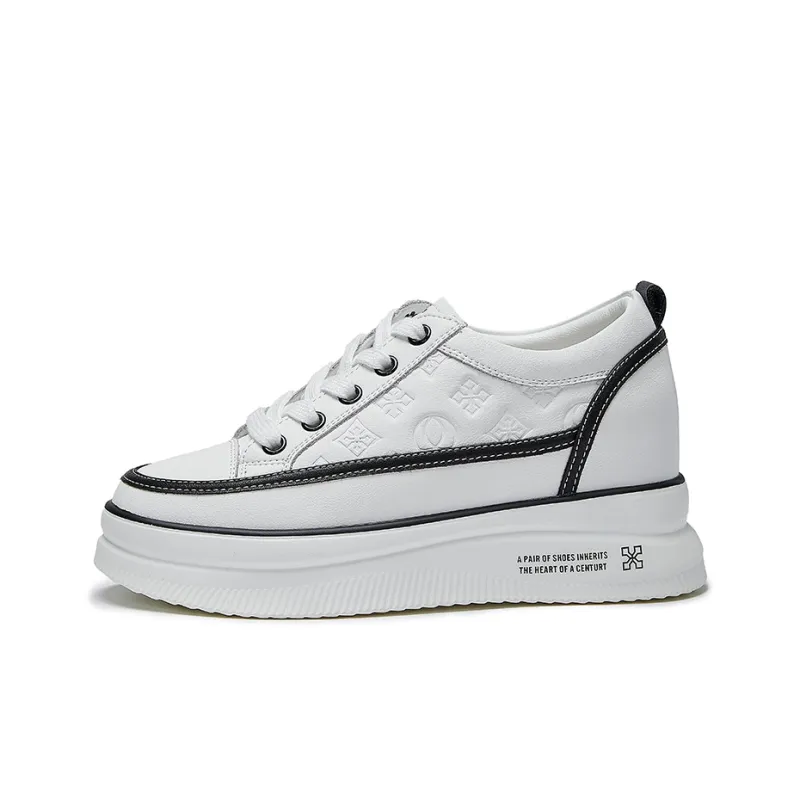 LAORENTOU Low Top Skateboard Shoes 4cm Women's White Black-0