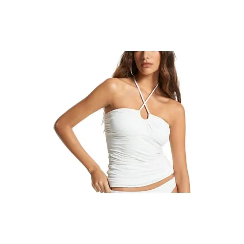 MICHAEL KORS Stretch Nylon Tankini Top Bikini Top Women's White