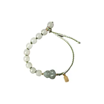 Full House Hetian Jade Hetian Jade Bracelets Unisex Pale Greenish White Jade