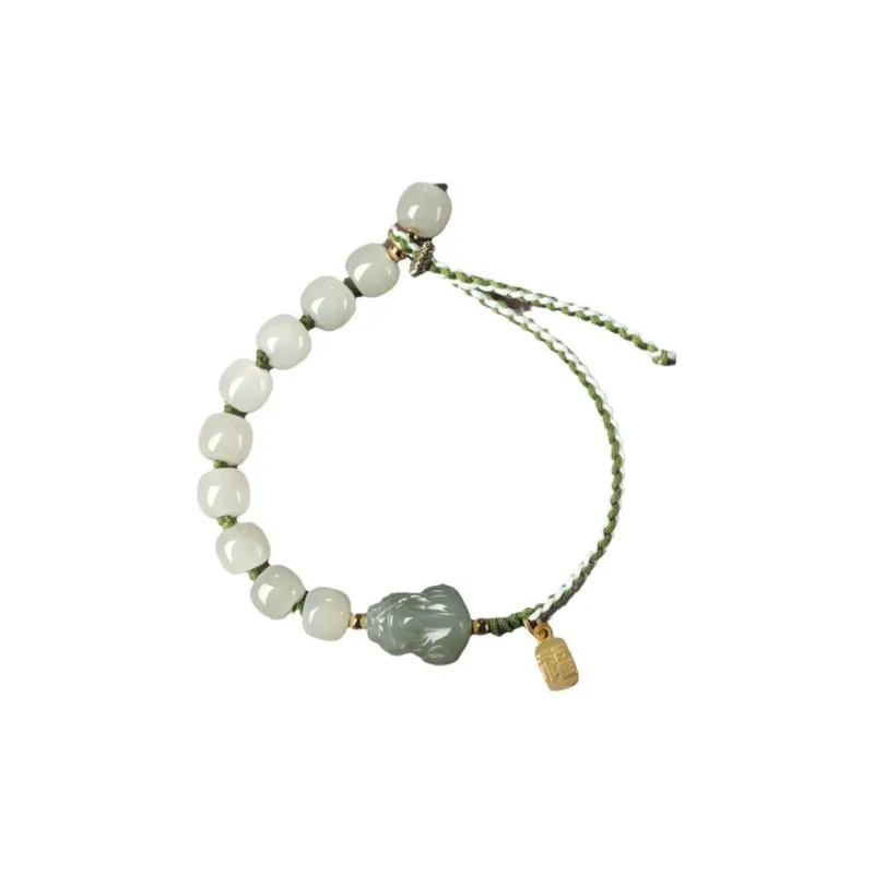Full House Hetian Jade Hetian Jade Bracelets Unisex Pale Greenish White Jade-0