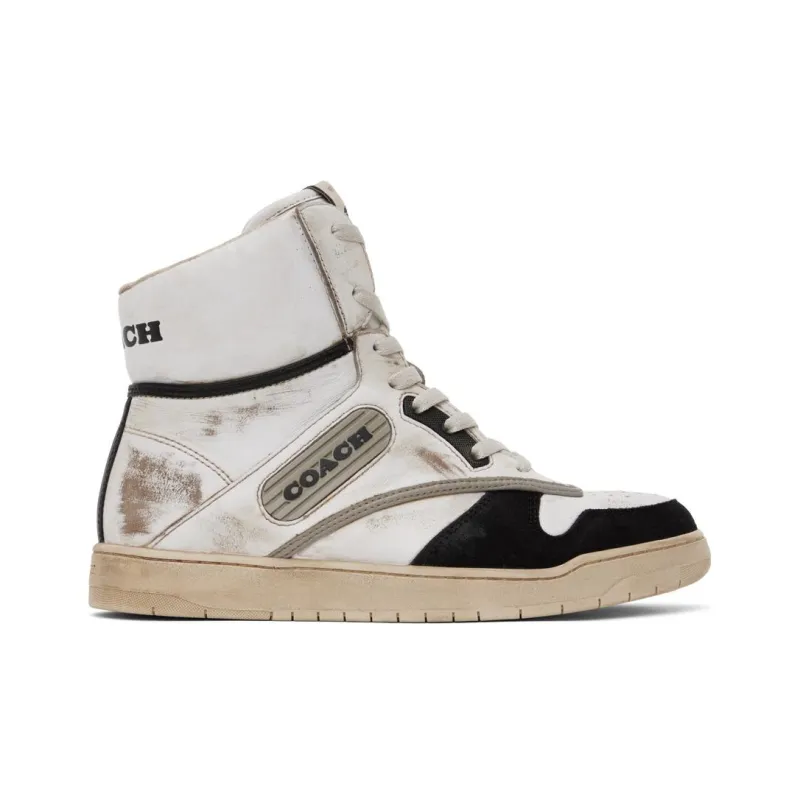 COACH High Top Stylish Skateboarding Shoes Women's Beige Black-1