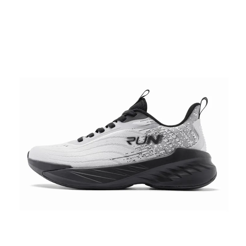 QIAODAN Cushioning Anti-Slip And Wear-Resistant Low-Top Running Shoes Men's Mist Gray Black-0