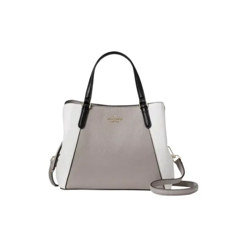 Kate Spade Litchi Grain Leather Shoulder Bag, Crossbody Bag Medium Size Women's Gray & White