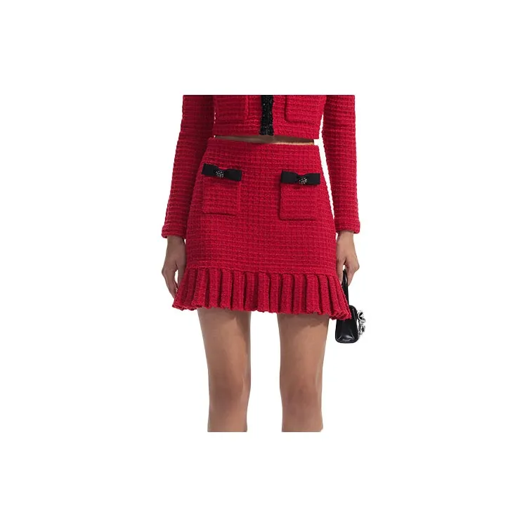 Self-portrait High Waist Waffle Knit Mini Kirt-1