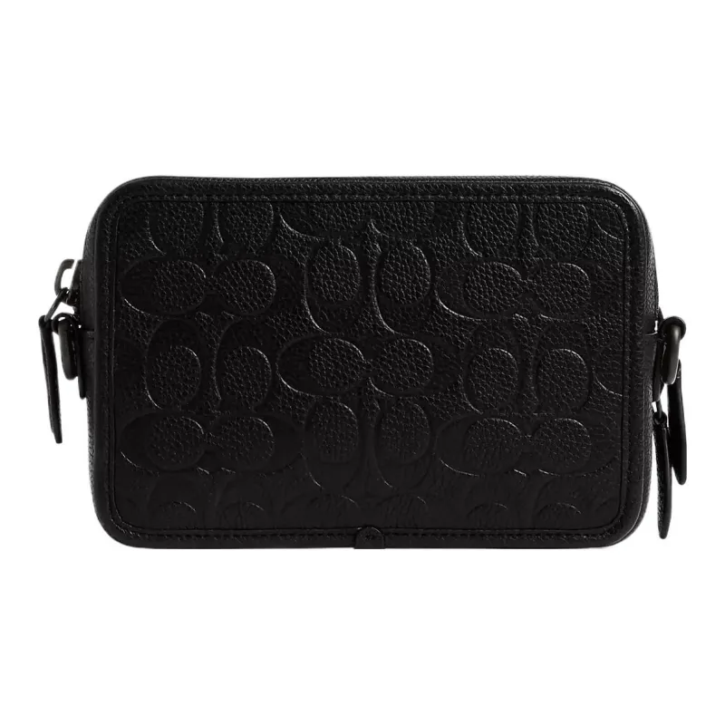 COACH Charter Cow Leather Shoulder Bag, Crossbody Bag Trumpets Men's Black-2