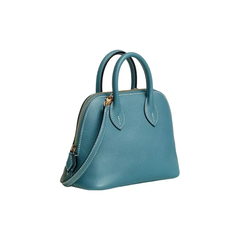 HERMES Bolide Evercolor Leather Bowling Bag Handbag Shoulder Bag Crossbody Bag Mini Women's D2 New Bleu Jean Denim Blue-1