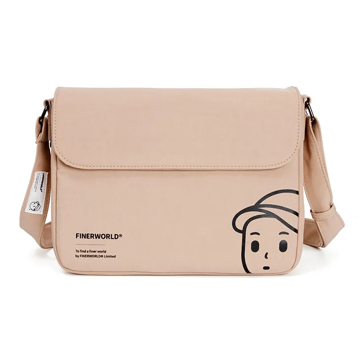 Finerworld Nylon Messenger Bag, Crossbody Bag Regular Unisex Solid Color-1