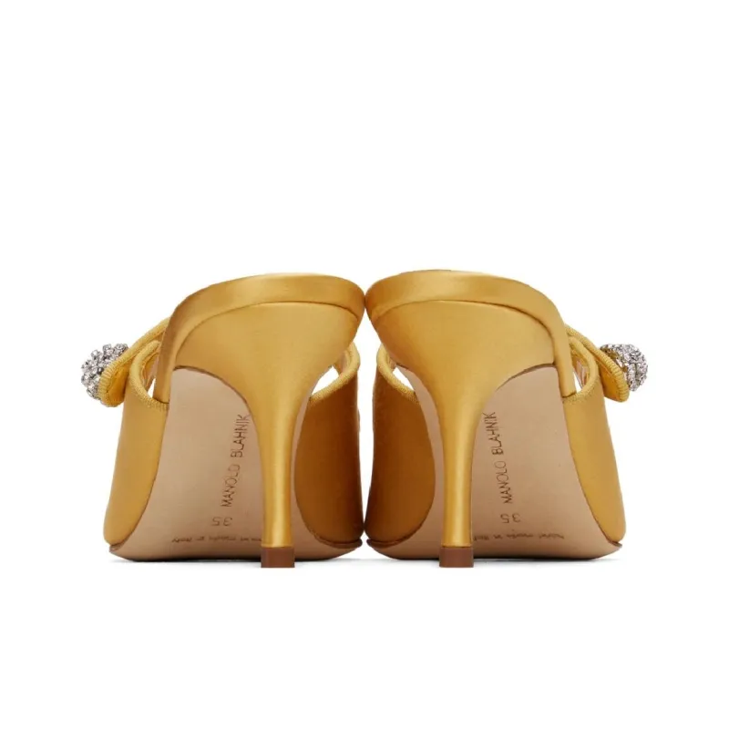 MANOLO BLAHNIK Wrap-toe Slippers Women's Yellow-3