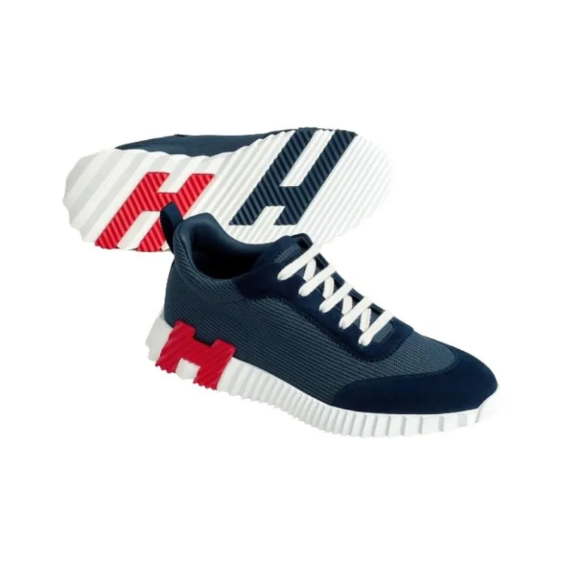 HERMES Bouncing Low-Top Casual Shoes Men's Ocean Blue-2